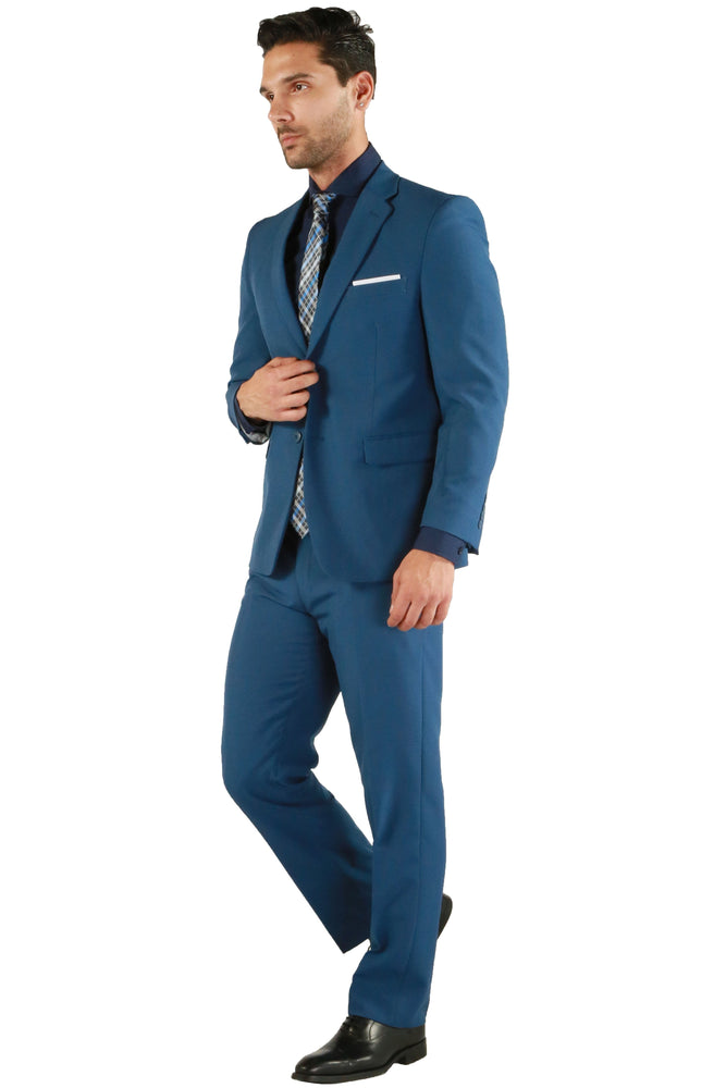 Paul Lorenzo 1969 Indigo Solid Slim Fit Suit (2-Piece Set)