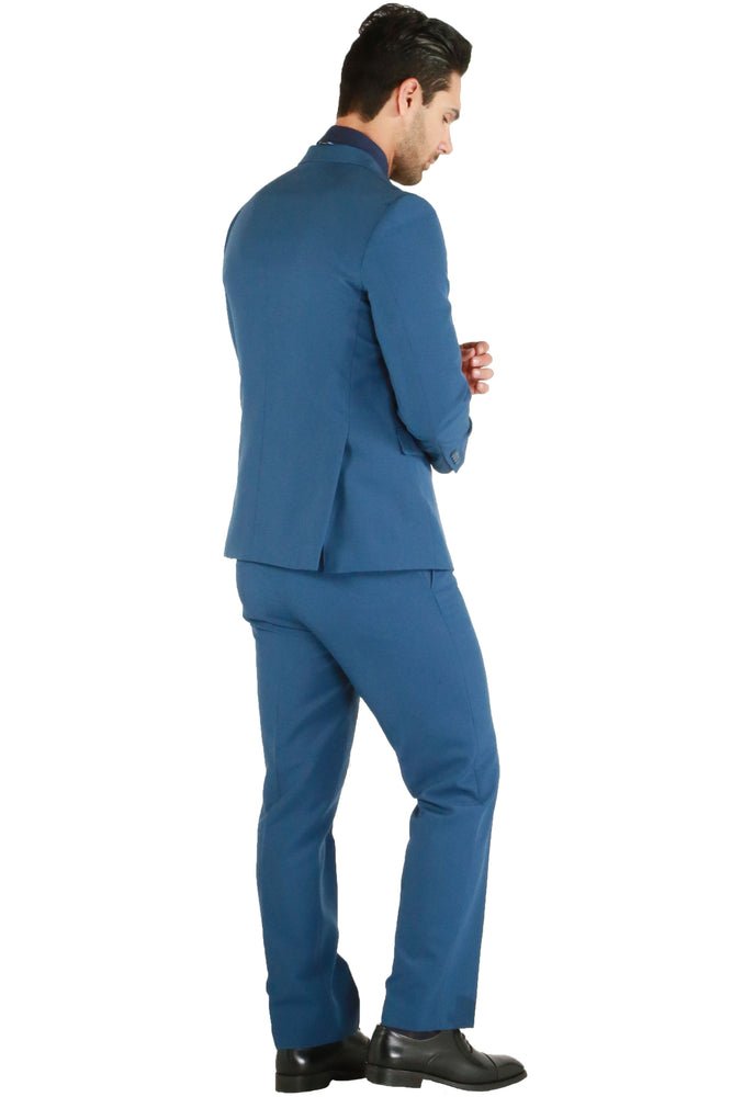 Paul Lorenzo 1969 Indigo Solid Slim Fit Suit (2-Piece Set)