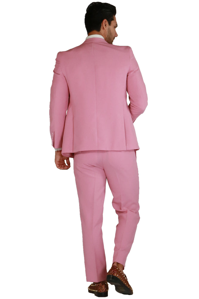 Paul Lorenzo 1969 Pink Solid Slim Fit Suit (2-Piece Set)
