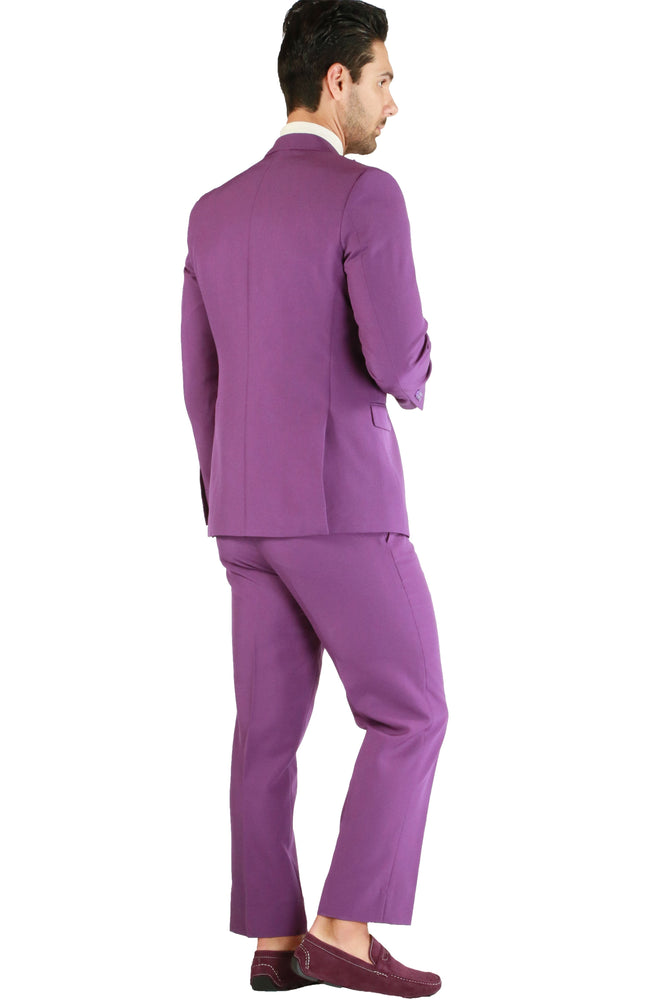 Paul Lorenzo 1969 Purple Solid Slim Fit Suit (2-Piece Set)