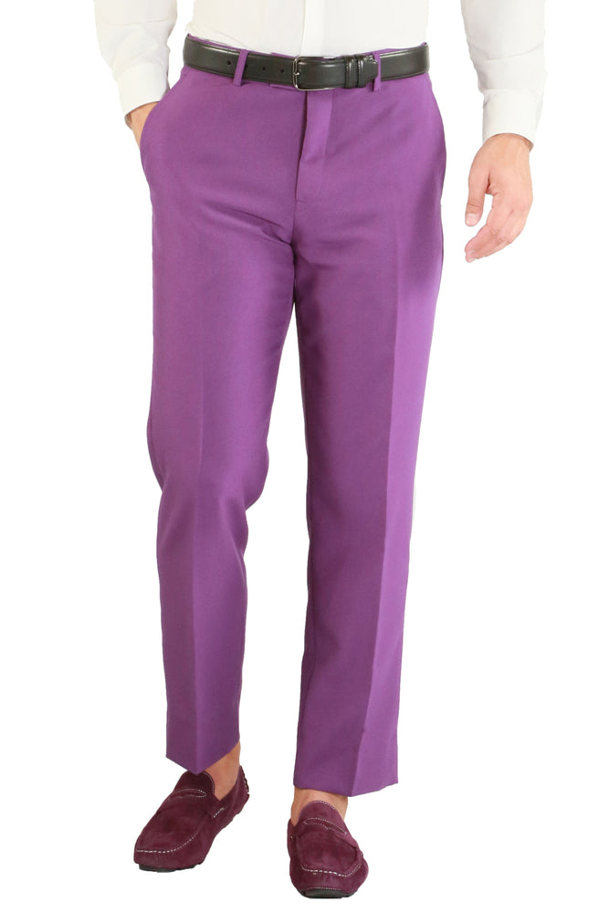 Paul Lorenzo 1969 Purple Solid Slim Fit Suit (2-Piece Set)