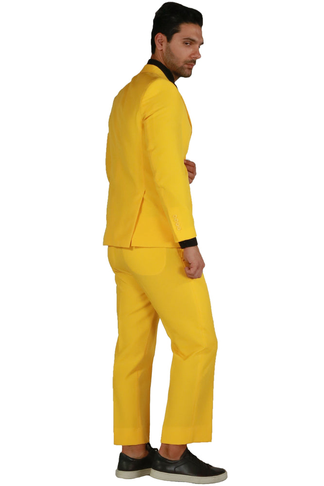 Paul Lorenzo 1969 Yellow Solid Slim Fit Suit (2-Piece Set)