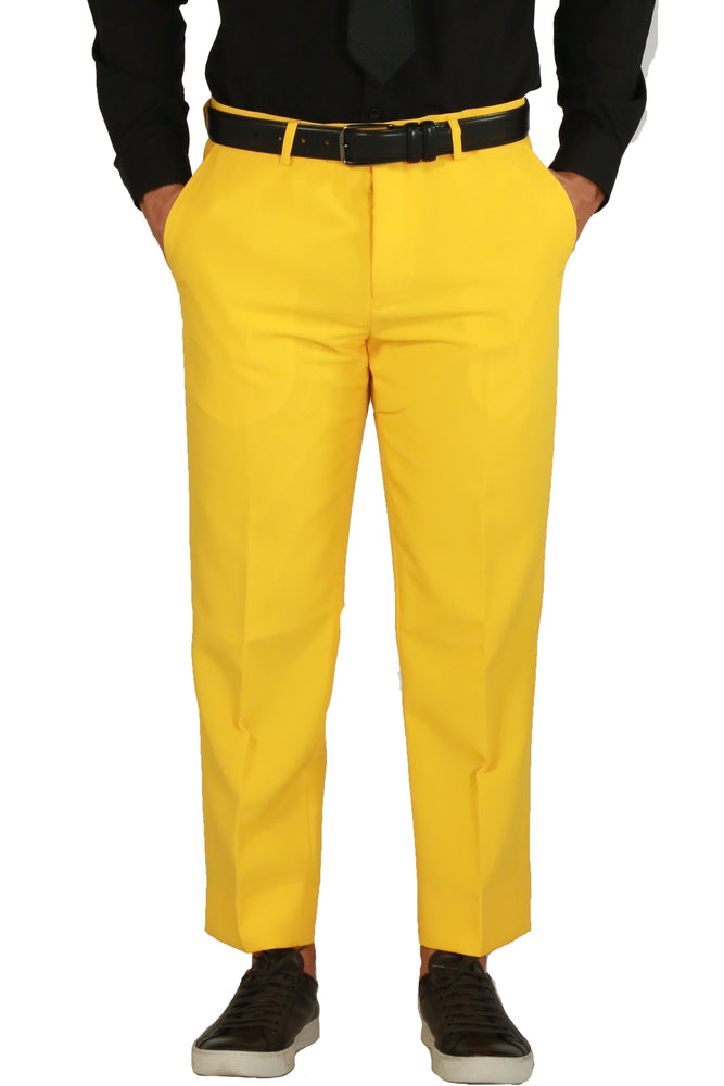 Paul Lorenzo 1969 Yellow Solid Slim Fit Suit (2-Piece Set)