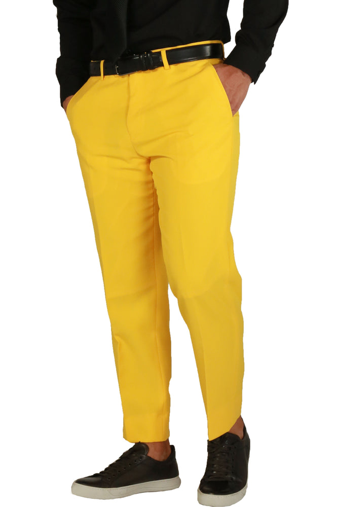 Paul Lorenzo 1969 Yellow Solid Slim Fit Suit (2-Piece Set)