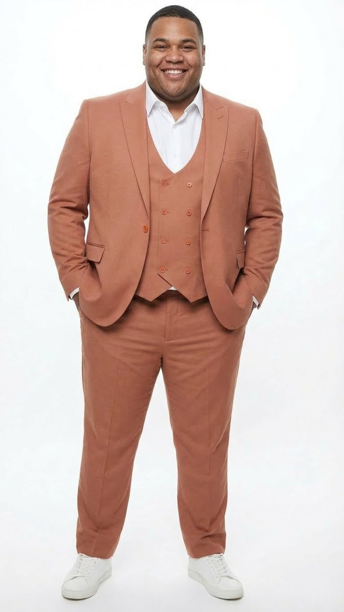 peach 3 piece suit for men
