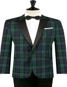 Big and Tall Plaid Sport Coat - Windowpane Checkered Scottish Pattern Party Blazers in Color Green and Blue Tartan