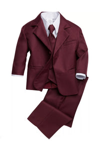 "Joey" Kids Burgundy Suit 5-Piece Set