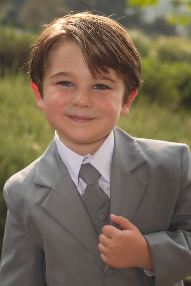 "Joey" Kids Heather Grey Suit 5-Piece Set