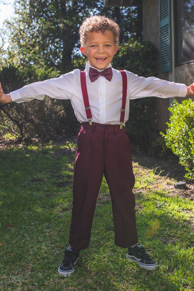 "Mikey" Kids Burgundy 4-Piece Barn Wedding Set