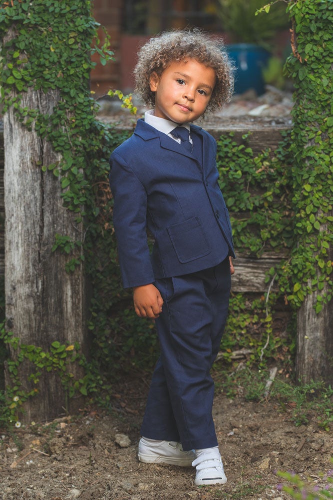 "Safari" Kids Linen Indigo Suit 5-Piece Set