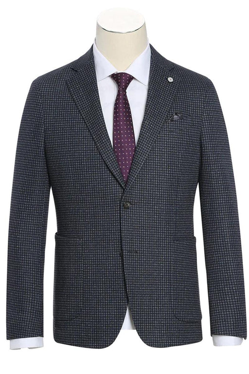 Pelago Charcoal Grey Slim-Fit Summer Blazer w/ Half-Canvas Patch Pocket - USA Men's Outlet