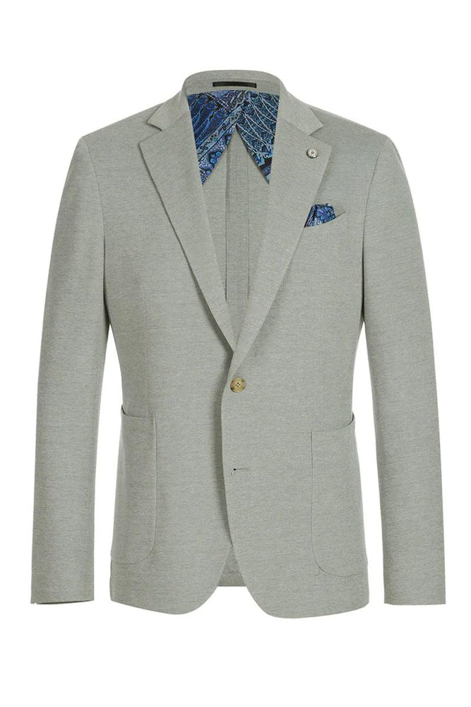 "Pelago Men's Slim-Fit Cotton Blazer - Light Grey" - USA Men's Outlet