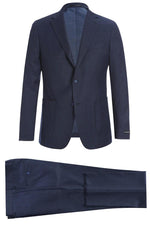 Pelago Navy Blue Wool Suit: 2-Button Slim-Fit for Sophisticated Travelers - Elegant Mensattire