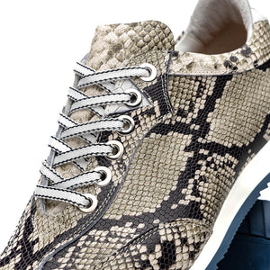 Zelli Peri Python-Embossed Calfskin Sneakers in Black / White