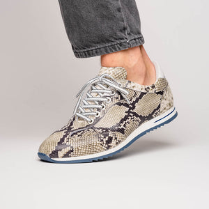 Zelli Peri Python-Embossed Calfskin Sneakers in Black / White