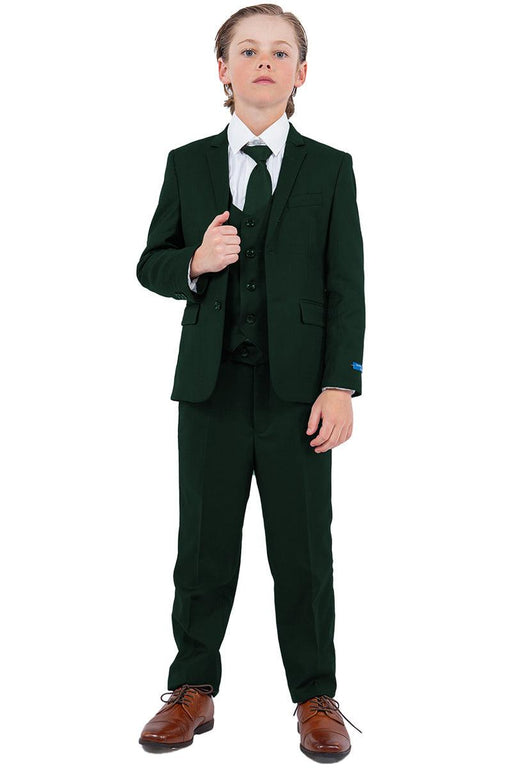 Perry Ellis Boy's Vested Hunter Green Wedding Suit - USA Men's Outlet