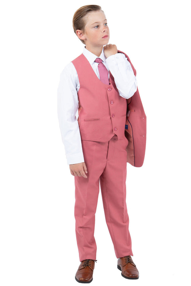"Noah" Perry Ellis Kids Coral Mauve Suit (5-Piece Set)
