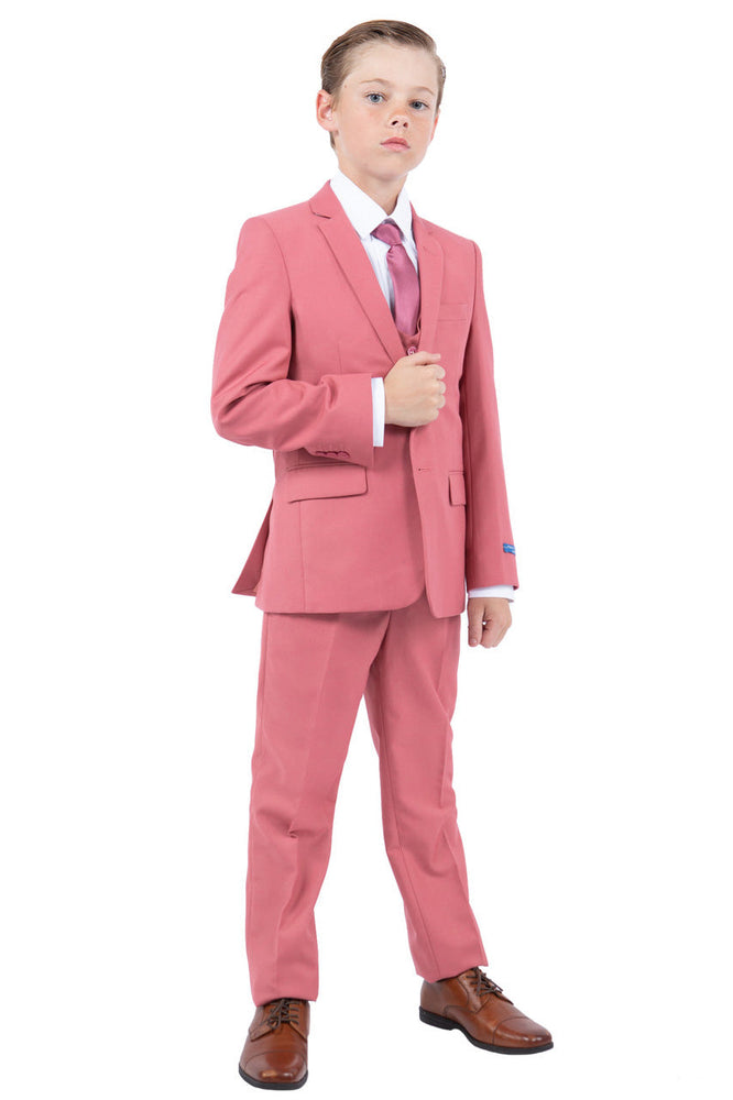 "Noah" Perry Ellis Kids Coral Mauve Suit (5-Piece Set)