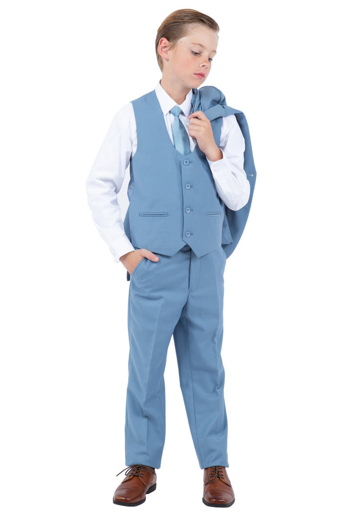 "Noah" Perry Ellis Kids Dusty Blue Suit (5-Piece Set)