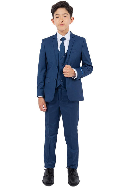 Perry Ellis Vested Boy's Wedding Suit, Indigo Blue - USA Men's Outlet