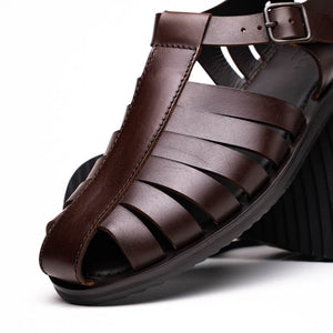 Zelli Pesca Woven Calfskin Fisherman Sandal in Brown