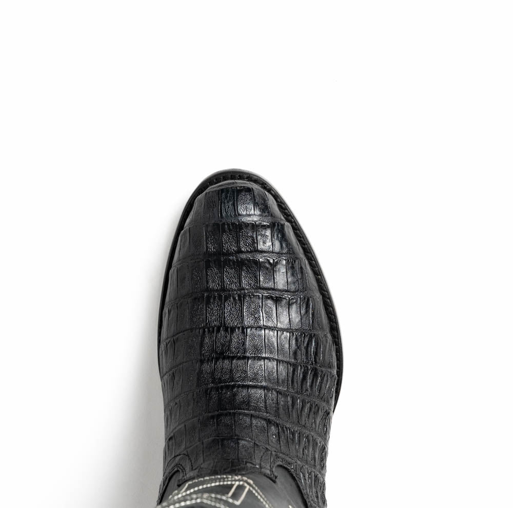 Marco Di Milano Phoenix Black Caiman Crocodile Round Toe Cowboy Boots