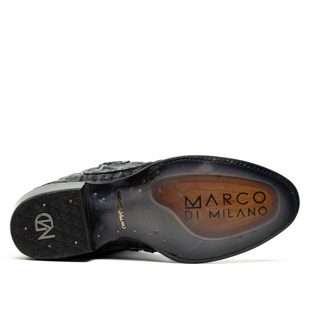 Marco Di Milano Phoenix Stone Gray Caiman Crocodile Round Toe Cowboy Boots