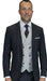 Mens Wool Suit With Houndstooth DB Vest in Color "Black" Modern Fit By Statement 1920's Great Gatsby Vintage