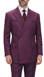 Statement SIENA Burgundy Double Breasted Suit - 58 Long or 58 Regular Jacket+52/54 Adjustable Pants (Fabric: poly/rayon blend)