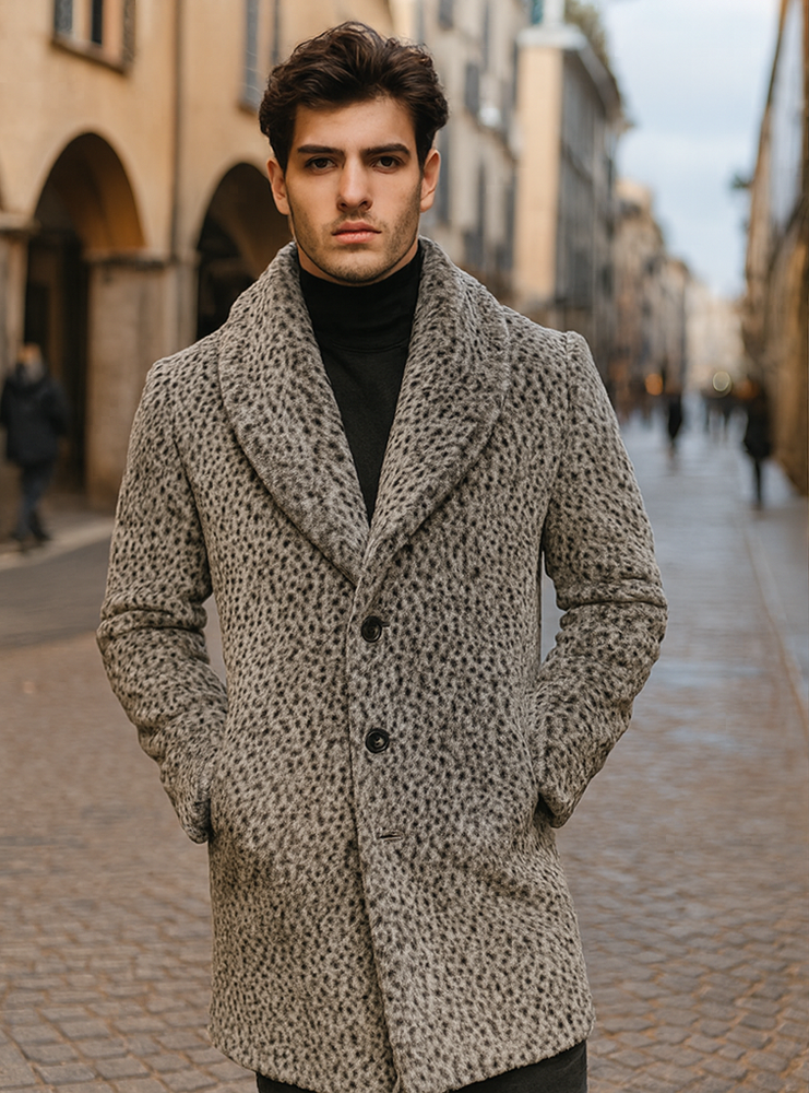 1920s Gangster Pimp Coat – Full Length Leopard Faux Fur Vintage Overcoat