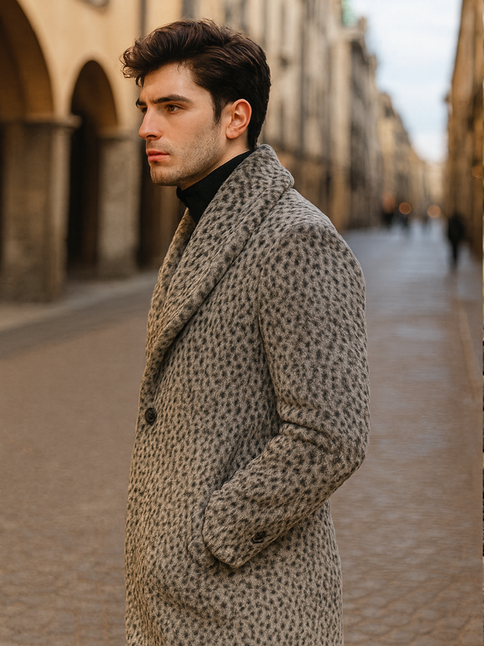 1920s Gangster Pimp Coat – Full Length Leopard Faux Fur Vintage Overcoat