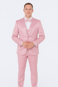 Pink Satin Tuxedo Set – Stylish 4-Piece for Weddings & Proms
