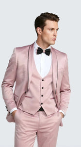 Dusty Rose Slim Fit Satin Tuxedo – Four Piece Set