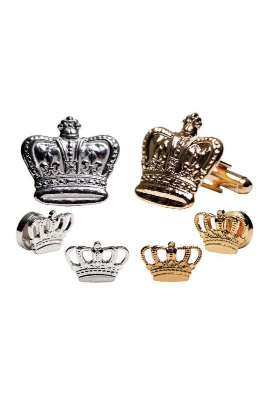 Crown Studs and Cufflinks Set