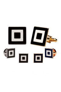 Epoxy Square Studs and Cufflinks Set