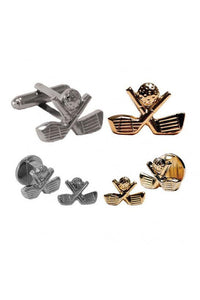 Golf Clubs Studs and Cufflinks Set