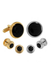 Onyx Beehive Studs and Cufflinks Set
