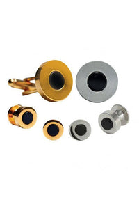 Onyx Double Wide Studs and Cufflinks Set