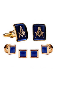 Sapphire Mason Insignia Studs and Cufflinks Set