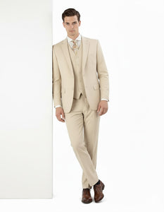 Pleated Suit - Mens Suits With Pleated Pant -  Regular Fit Suit - Vested Tan Suit