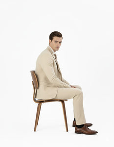 Pleated Suit - Mens Suits With Pleated Pant -  Regular Fit Suit - Vested Tan Suit