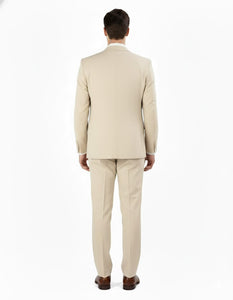 Pleated Suit - Mens Suits With Pleated Pant -  Regular Fit Suit - Vested Tan Suit