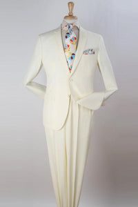 "Polished Ivory 'Apollo King' 2-Button Poplin Suit: Modern Fit" - USA Men's Outlet