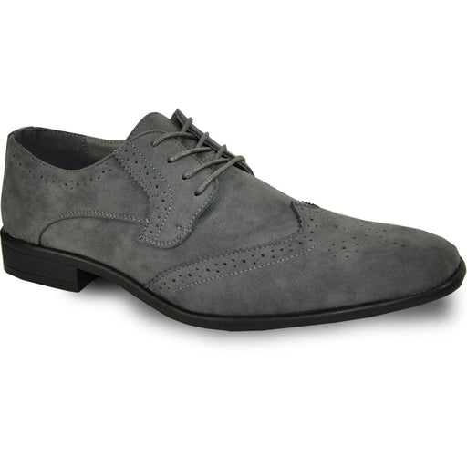 Polished Product Title: "Bravo Men's Grey Vegan Suede Wingtip Dress Shoe for Weddings & Proms" - USA Men's Outlet