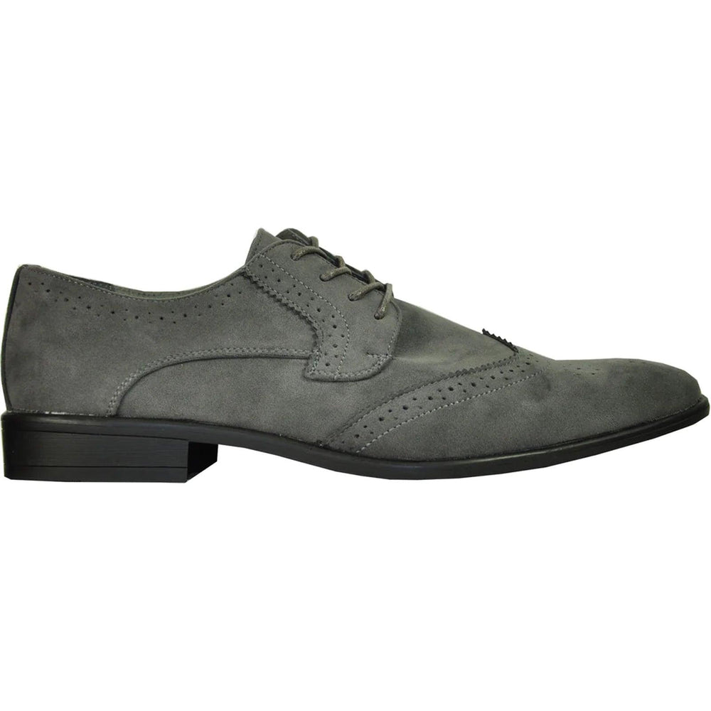 Polished Product Title: "Bravo Men's Grey Vegan Suede Wingtip Dress Shoe for Weddings & Proms" - USA Men's Outlet