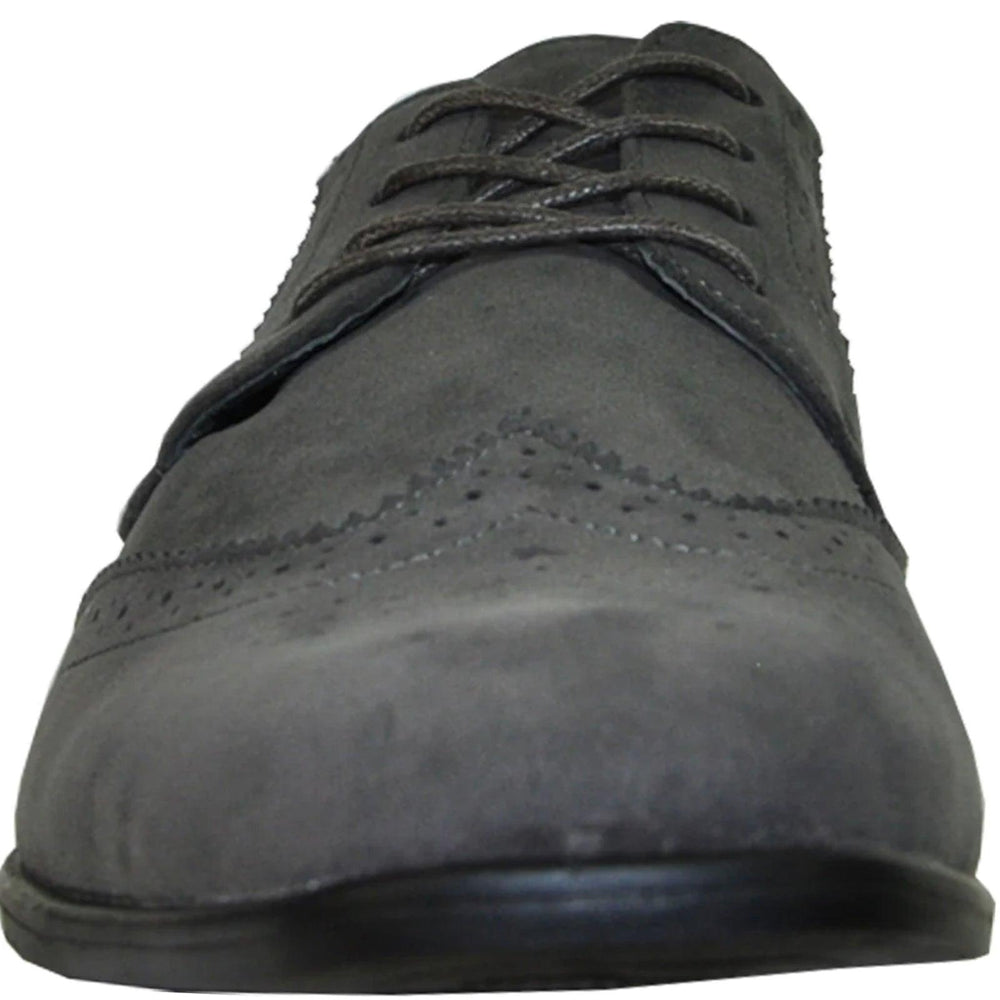 Polished Product Title: "Bravo Men's Grey Vegan Suede Wingtip Dress Shoe for Weddings & Proms" - USA Men's Outlet