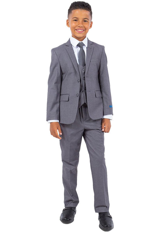 Polished product title: Perry Ellis Vested Boy's Wedding Suit, Medium Grey - USA Men's Outlet