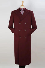 "Premium Burgundy Gabardine Overcoat for Men | Black Diamond" - USA Men's Outlet