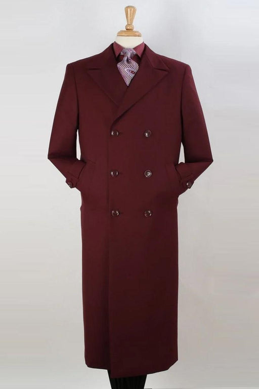 "Premium Burgundy Gabardine Overcoat for Men | Black Diamond" - USA Men's Outlet