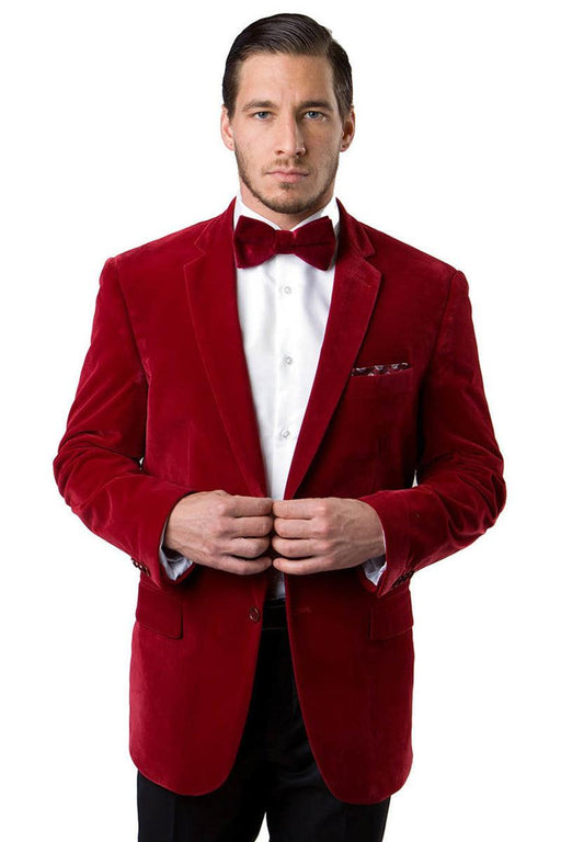 Premium Men's Tazio Red Velvet 2-Button Blazer - Classic & Classy - USA Men's Outlet